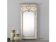 63 Roman Style Distressed White Frame with Decorative Antiqued Mirror