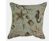 Set of 2 Seafoam Nautical Ocean Life Square Decorative Tapestry Throw Pillows 17