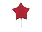 Pack of 10 Metallic Classic Red Star Foil Party Balloons with Sticks 9