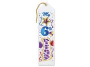 Pack of 6 White â€œ6th Birthday Jeweled Children s Party Favor Ribbon Bookmarks 8