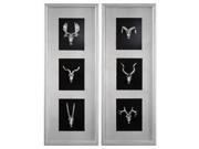 Set of 2 Silver and Black Miniature Animal Skulls Framed Wall Art 33