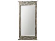 74 Oversized Ivory Gray Weathered Wood Framed Beveled Rectangular Wall Mirror