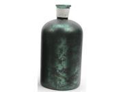 10 Botanic Beauty Handcrafted Dark Green Verdigris Style Decorative Glass Vase with Raffia Band