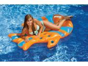 60.5 Orange and Blue Sun Fish Novelty French Pocket Inflatable Swimming Pool Floating Raft