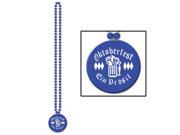 Club Pack of 12 Blue Beads with Printed Oktoberfest Medallion Party Necklaces 33