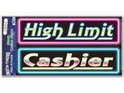 Club Pack of 12 High Limit Cashier Neon Casino Sign Peel N Place Festive Party Accessory Decorations