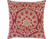 18 Fanciful Floral Scarlet Red and Desert Sand Decorative Down Throw Pillow