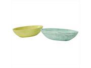 Set of 2 Lime and Seafoam Green Decorative Ridged Bowls 14.75