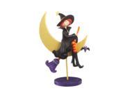 12 Glittered Flying Witch with Crescent Moon Table Top Halloween Decoration