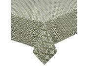 Moss Green and White Geometrical Garden Lattice Table Cloth 84 x 60