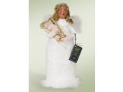 13 Decorative Angel Woman in White with Harp Christmas Table Top Figure