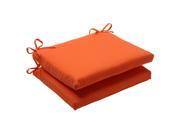 Set of 2 Orange Sunrise Outdoor Patio Squared Seat Cushions 18.5