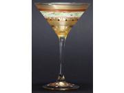 Set of 2 Mosaic Gold Garland Hand Painted Martini Drinking Glasses 7.5 Ounces