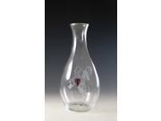 9 Judaica Glass Carafe with Burgundy Swarovski Crystal Grapes 33.75 Ounces