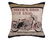 17 Biker s Road Never Ends Decorative Tapestry Accent Throw Pillow