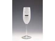 Set of 4 Winston Etched Champagne Flute Glasses With Black Moustache 16 ounces