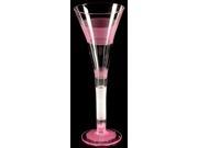 Set of 2 Pink Retro Stripe Hand Painted Hollow Flute Drinking Glasses 16 Oz.