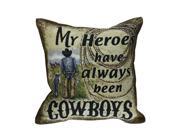 17 Rustic My Hero Cowboy Decorative Tapestry Accent Throw Pillow