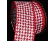 Red and White Houndstooth Wired Craft Ribbon 2.5 x 80 Yards