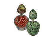 5.5 Red Yellow Green and Black Two Piece Swirl Hand Blown Glass Perfume Bottle with Matching Stopper