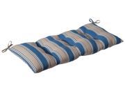 Outdoor Patio Furniture Tufted Bench Loveseat Cushion Blue Tan Stripe