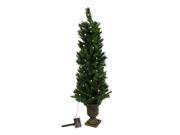 4 Pre Lit Potted Solar Powered Artificial Christmas Tree Clear LED Lights