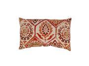 Summer Breeze Crimson Red Radial Tile Pattern Cotton Throw Pillow 11.5 x 18.5