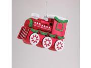 9 Red and Green Glitter Embellished Express Train Christmas Ornament