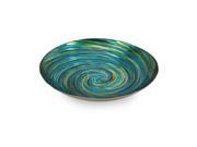 16.25 Decorative Green and Blue Van Gogh Swirl Food Safe Glass Serving Dish
