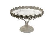 9.25 French Inspired Country Chic Rose Pedestal Metal Glass Cake Plate