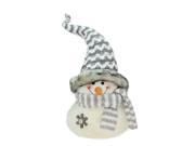 24.5 Gray and White Snowman with Striped Scarf Christmas Tabletop Decoration