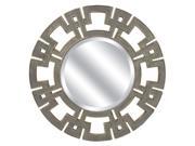 34 Bold Greek Inspired Geometric Pattern Silver Finish Round Wall Mirror