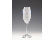 Set of 2 Stella Etched Face Champagne Flutes with Silver Star Earrings 8 Oz.