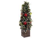 25.5 Decorative Holly Pine Cone and Ornament Artificial Christmas Topiary Plant