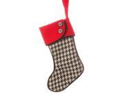 7 Alpine Chic Houndstooth Patterned Mini Stocking with Red Cuff Christmas Ornament
