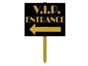 Pack of 6 Black and Yellow VIP Entrance Yard Sign Decorations 24