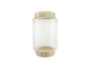 13.5 Cylindrical Transparent Glass Container with Wooden Base and Lid