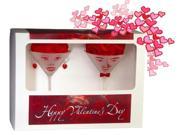 True Love Hand Made Martini Glasses Boxed Set with Pictured Roses 7.25 Ounces