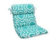 40.5 Laberintos Aqua Blue and White Outdoor Patio Rounded Chair Cushion