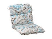 40.5 Turquoise Gray Paisley Swirl Outdoor Patio Round Chair Cushion