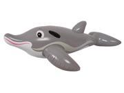 60 Gray and White Dolphin Rider Inflatable Swimming Pool Float Toy