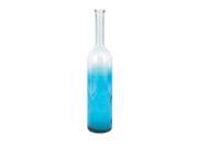 39.5 Large Transparent Sea Blue and Clear Ombre Recycled Glass Bottle Vase