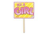 Pack of 6 Fun and Festive Yellow and Pink It s A Girl Yard Sign Decoration 24