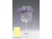 Set of 4 Jolie Tall Wine Drinking Glasses with Solid Yellow Bows 16 ounces