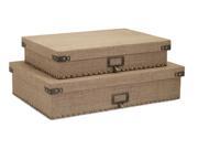 Set of 2 Kortana Industrial Style Burlap Lidded Document Storage Boxes 18.5