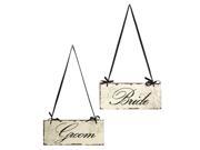 Set of 2 Newlywed Bride and Groom Wedding Decorative Wooden Signs