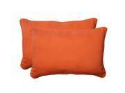 Set of 2 Orange Sunrise Outdoor Patio Corded Rectangular Throw Pillows 24.5
