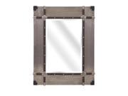 36.5 Black and Silver Aluminum Accented Beveled Polished Wooden Framed Rectangular Wall Mirror