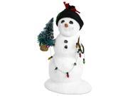 7.5 Glittery Snowman with Christmas Tree and Lights Table Top Christmas Figure