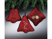 Red Velvet Embroidered Beaded Acorn Christmas Ornament